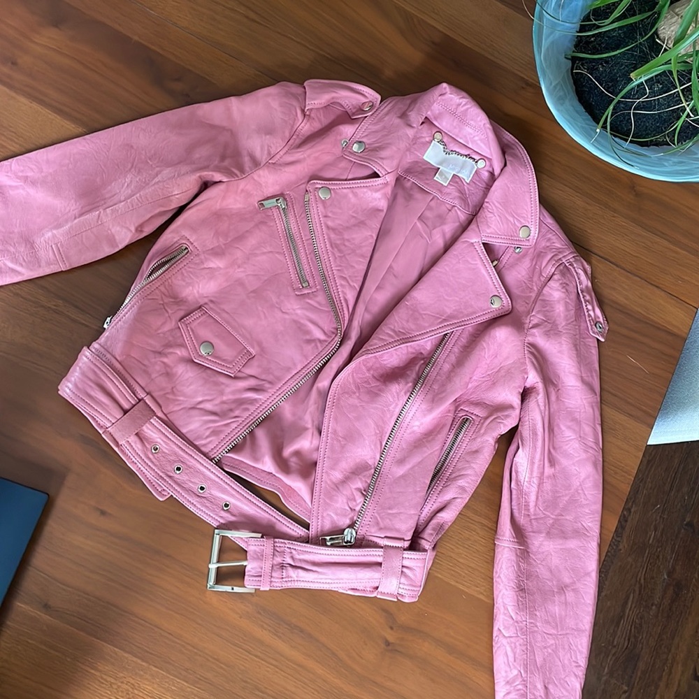 Michael Kors petal pink leather jacket